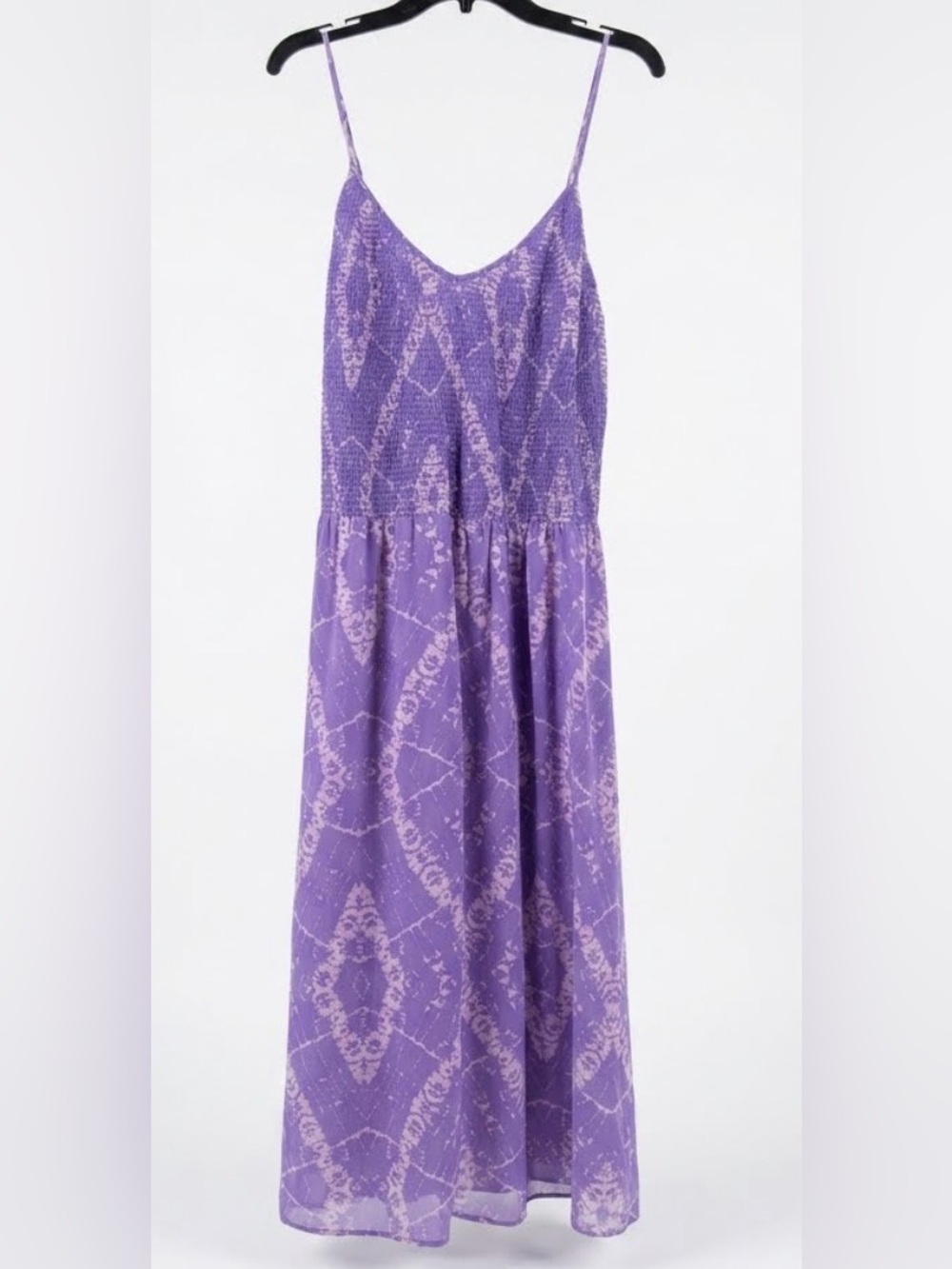 NWOT Rebecca Taylor Purple Tie Dye Smocked Silk Maxi Dress Size 8 Medium